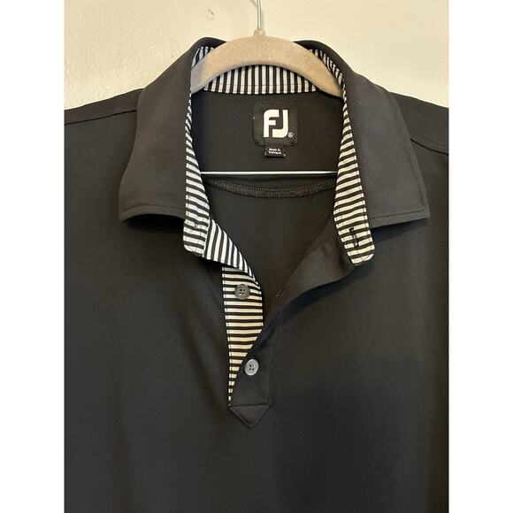 FootJoy GOLF shirt XL FJ Black Polo Men’s X-Large Zebra Striped Collar Casual - Picture 3 of 11